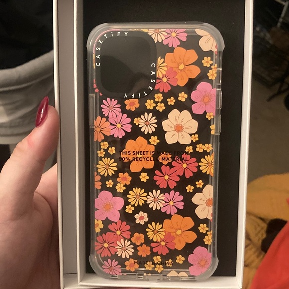 Casetify Floral iPhone Case - Black, Pink, and Orange - Picture 1 of 2